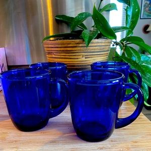 Cobalt Blue Arcoroc France Mugs (4)